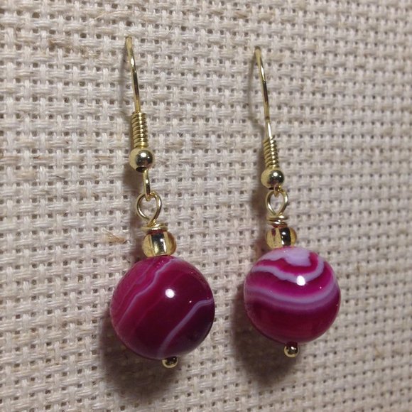 Pink Crazy Lace Agate earrings - Picture 6 of 7